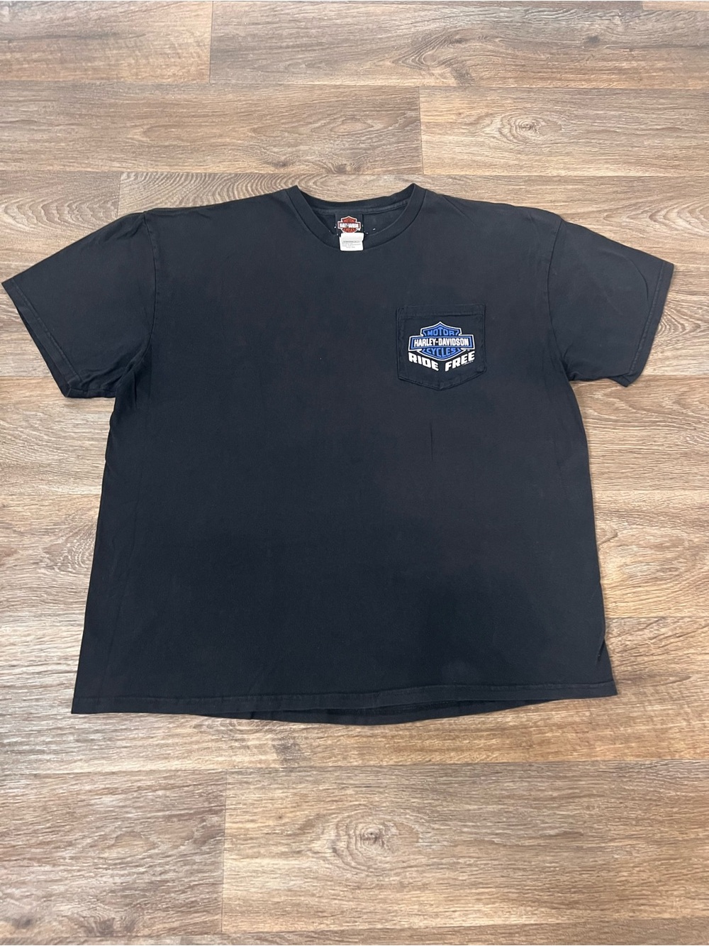 Harley-Davidson Black Short Sleeve Tee with Blue Pocket Logo/A766